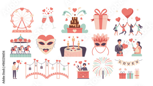 Love Festivities Collection: A collection of charming illustrations capturing the essence of love, celebration, and joy, perfect for adding a touch of romance to any project. 