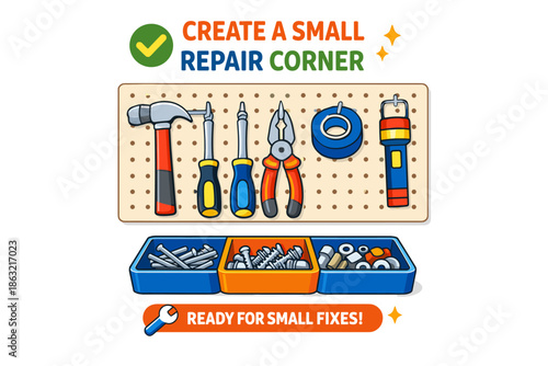 Organize your small repair corner with essential tools for quick diy fixes