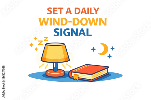 Lamp and book for creating a daily wind-down signal