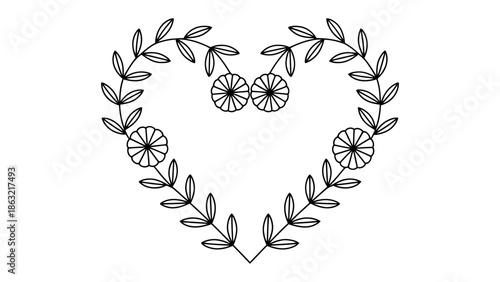 Floral Heart of Love: This image features a graceful floral heart with delicate blossoms and leaves, creating a symbol of love and affection.