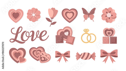 Sweet Affection Collection: A charming collection of tender elements, each exuding the essence of love and romance, ideal for expressing endearment. 