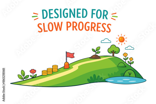 Motivational landscape with nature elements and encouraging message