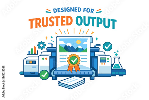 Printer reliability graphic with trusted output and quality assurance elements