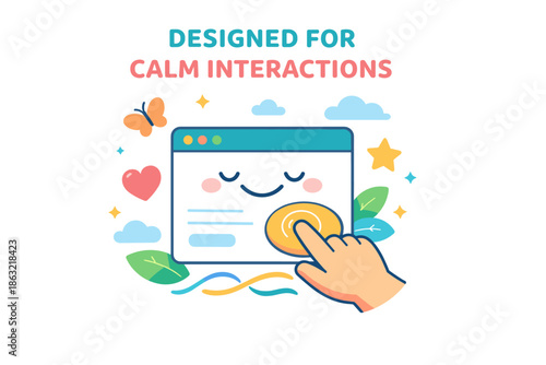 Joyful user interface with hand interaction and calm elements