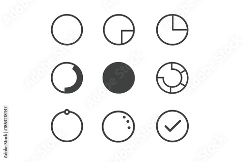 Set of icons representing different stages of progress or status