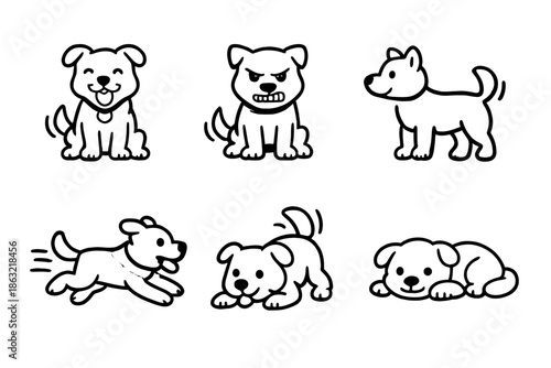 Cute Cartoon Dogs Poses