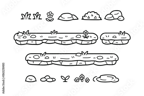 Cartoon Game Assets: Terrain, Flora, and Obstacles