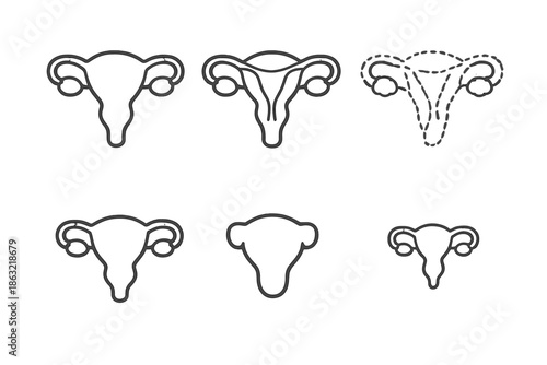 Uterus Icon Set on Dark Gradient Background