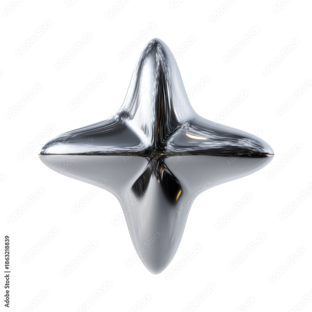 Fototapeta premium Futuristic silver abstract shape with reflective surface