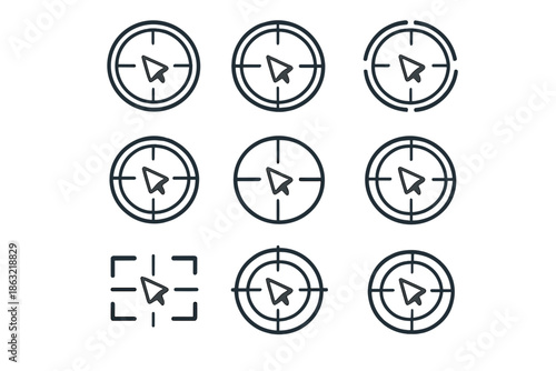 Cursor icons with crosshairs and target overlay