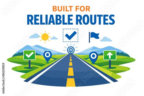 Built for reliable routes: roadway, navigation, and travel symbol