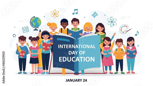 International day of education, january 24, celebrating learning and literacy with diverse group