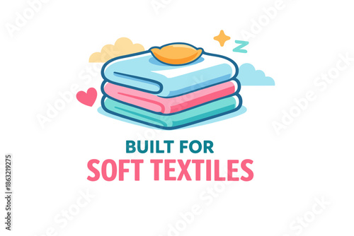 Cozy soft textiles with folded fabrics and sleepy moon design