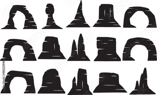 Detailed Mountain Landscape Line Art Collection