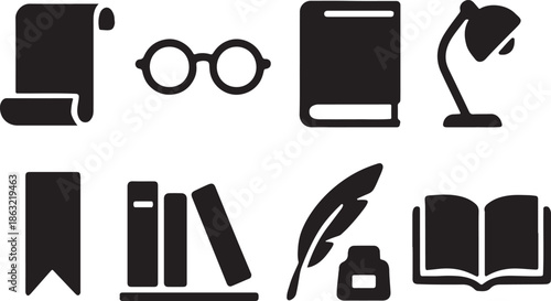 Education, Reading and Study Silhouette Icon Pack