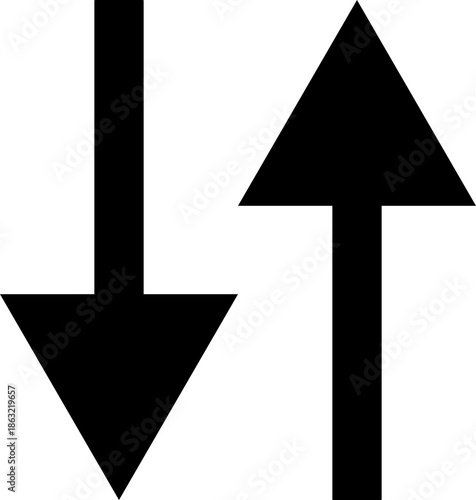 Download and Upload Data Arrows Icon - Black Silhouette for Sync and Transfer