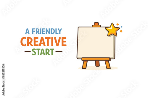 Friendly creative start: blank easel with star design for art projects