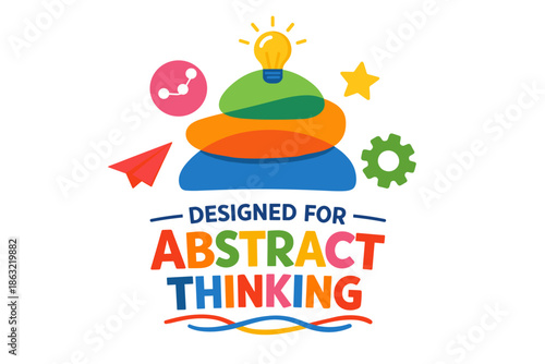 Colorful abstract design with lightbulb and inspirational icons for creative thinking