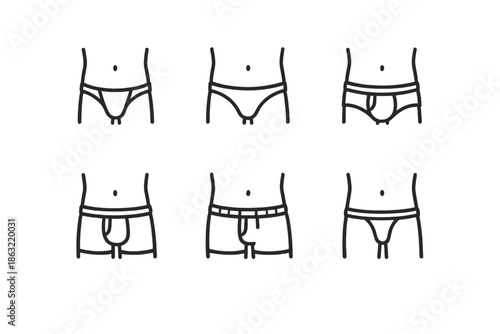 Six Types of Men's Underwear Line Icons