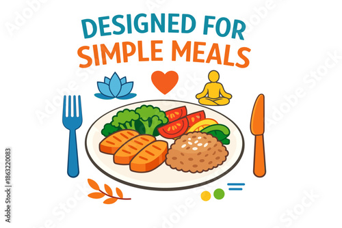 Healthy vegetarian plate with salmon, broccoli, lentils, and tomatoes for simple meals