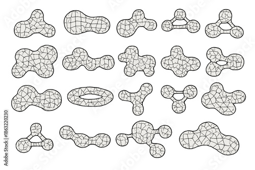 Abstract Cracked Organic Shapes on Gradient Background