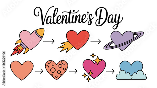 Valentine's Day hearts of Love: a charming composition of colorful hearts, each a unique representation of affection and romance, perfectly encapsulates the essence of this special day.