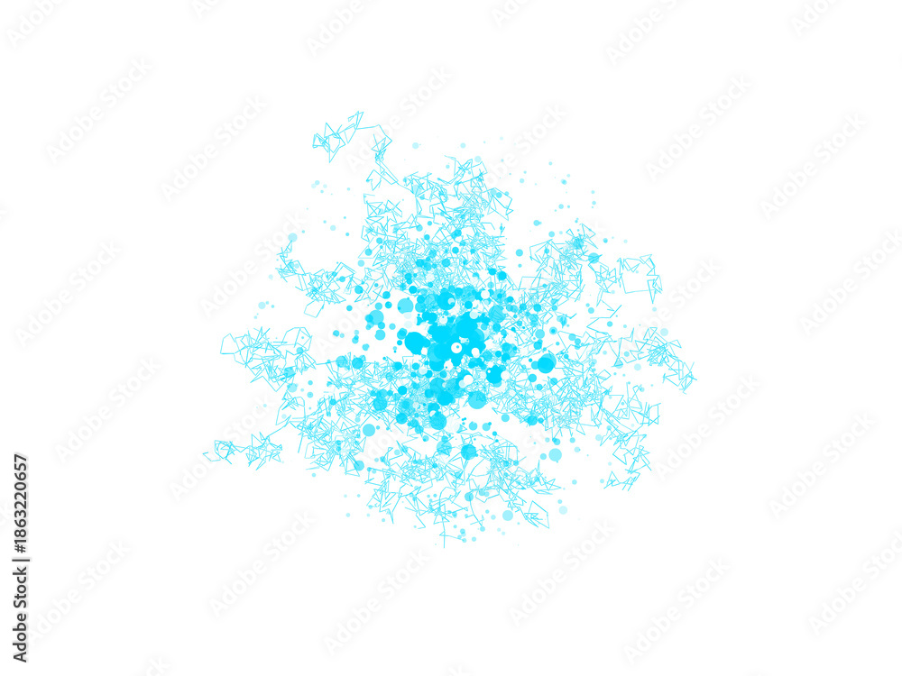 Obraz premium Abstract Blue Energy Sphere with Network of Glowing Lines and Particles on Black Background