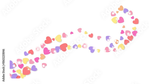 Heart Cascade: A vibrant trail of floating hearts swirls elegantly, evoking feelings of love, joy, and celebration.
