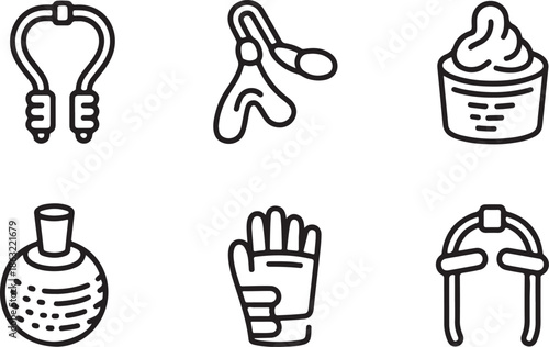 Care and Wellness Accessories Icons, Vector Line Art for Grooming, Skincare, and Hygiene Products