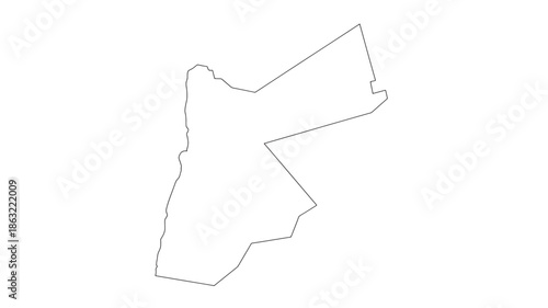 Minimalist black outline silhouette of an irregular landmass on white background, thin vector line map style for cartography and design projects