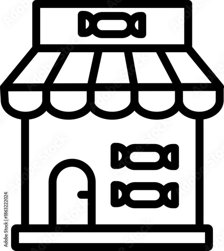 Candy Shop Line Icon, Sweet Treats and Confectionery Symbol, Candy Store Minimal Icon – Shop, Sweets, and Dessert Illustration, Confectionery Shop Icon , Lollipop, Chocolate, and Candy Line Symbol