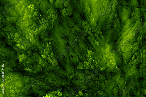 Natural abstract green texture pattern of vegetable snacks, fractal fresh green leaves background for broccoli, salad, and healthy lifestyle lovers, vegans, and vegetarians. 3D illustration.