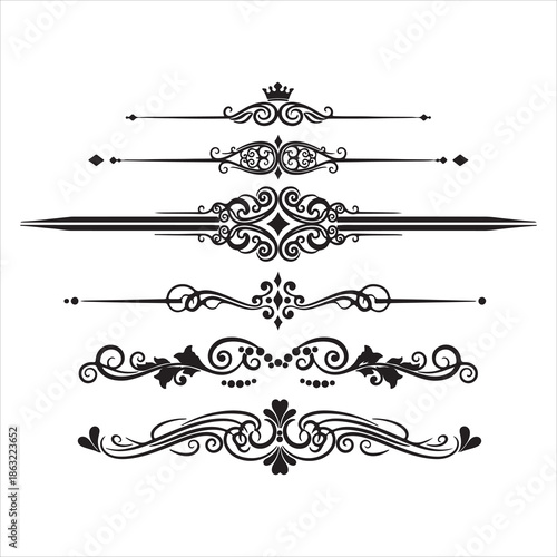 Collection of ornamental rule lines in different