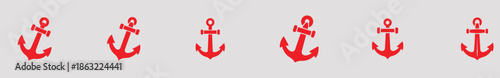 A row of red anchor symbols on a gray background