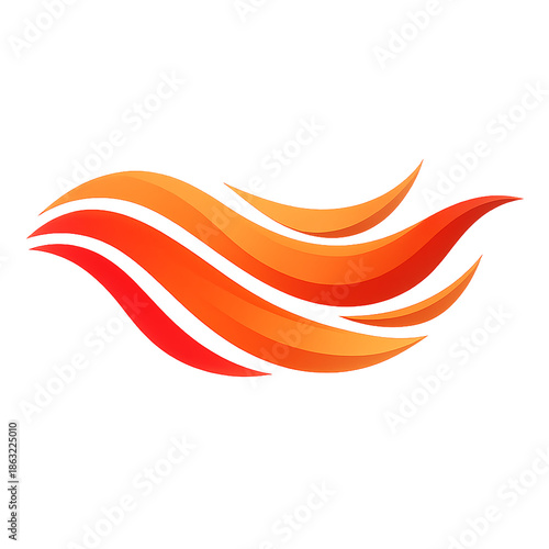 Abstract fire waves pattern with orange red and gold on transparent background 