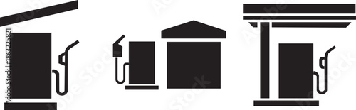 Set of gas station icon silhouette vector. Gas station icons silhouette