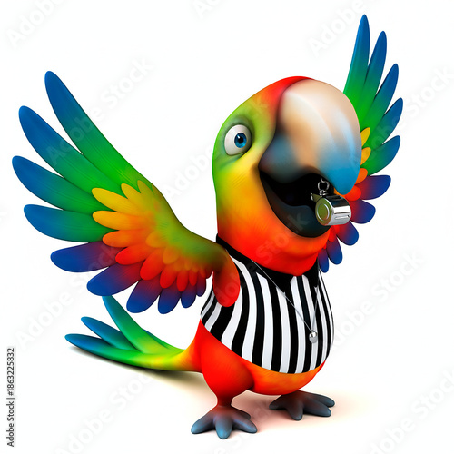 parrot mascot football - mascot wearing a black and white shirt