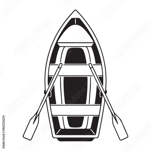 Classic rowboat with oars isolated on white background, Vector