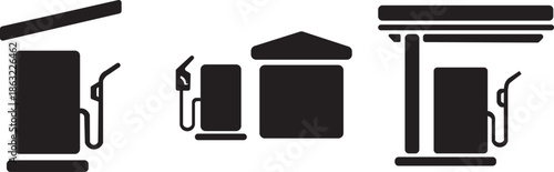 Set of gas station icon silhouette vector. Gas station icons silhouette