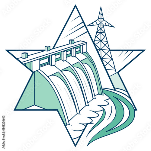 Hydropower Abstract Symbol Flowing Force Geometry Vector