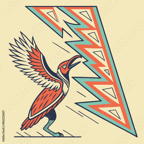 Abstract Electric Current Zigzag Flow Vector Illustration