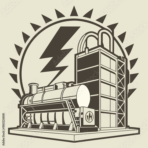 Industrial Diesel Generator Abstract Power Vector Design