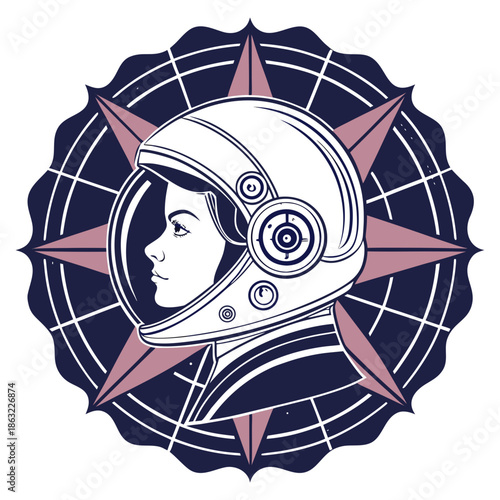 Space Exploration Astronaut Helmet Icon Abstract Design
