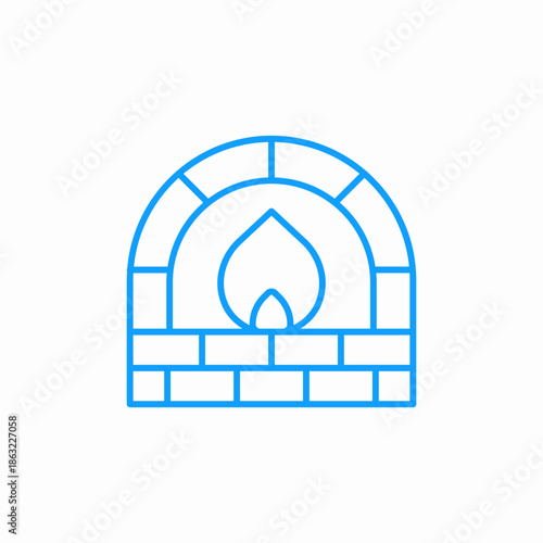 brick oven flame icon sign vector