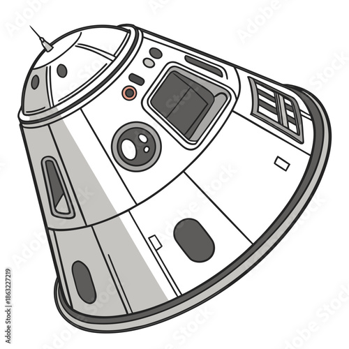 Futuristic Rocket Payload Capsule Vector Illustration
