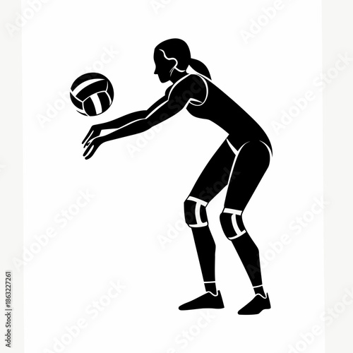 volleyball player silhouette icon isolated on white background