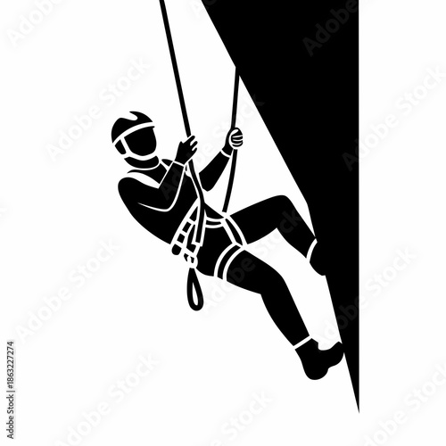 mountain climber silhouette icon isolated on white background