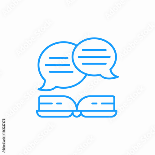 dialogue about book icon sign vector