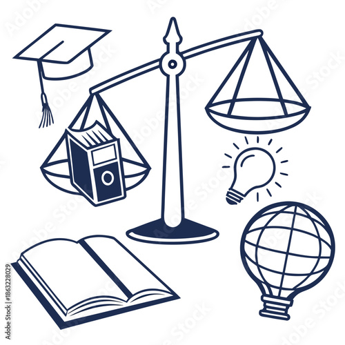 Abstract Education and Learning Icons Set for Academic Use