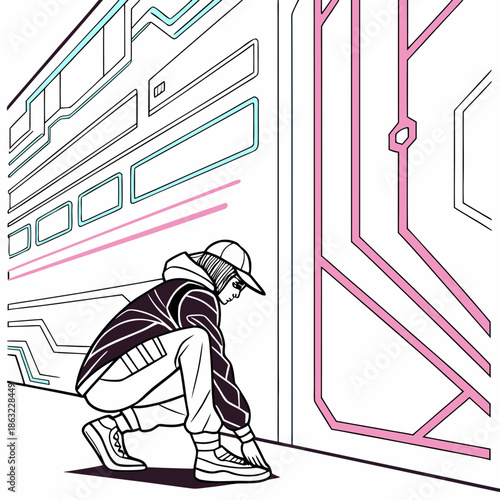 Clean Futuristic Lines Abstract Tech Background